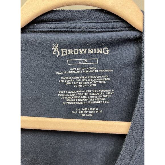 Browning "I am the trophy” Mens Large Blue Graphic crew neck Hunting Shirt - Picture 4 of 6